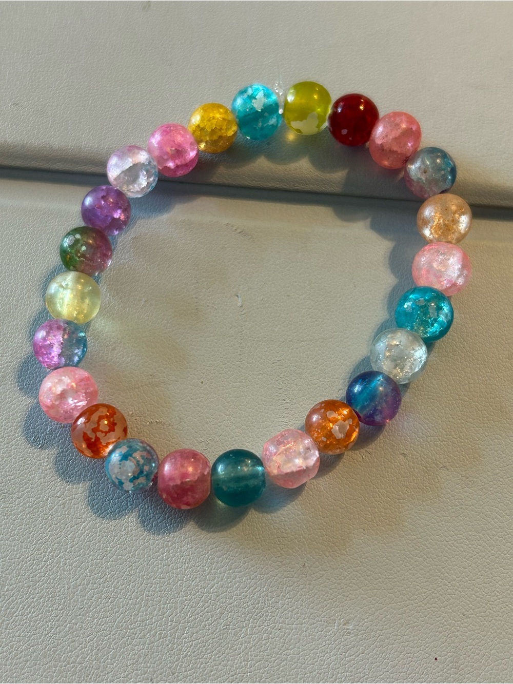 Multicolor Crackle Glass Bead Stretch Bracelet - Women Jewelry